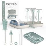Momcozy 7-in-1 Baby Bottle Brush Set with Drying Rack, Green