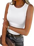 ANRABESS Womens Sleeveless High Neck Tank Tops Fashion Summer Casual Basic Slim Fit Ribbed Racerback Top Shirt Clothes White-M