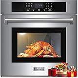AAOBOSI Wall Oven 30 inch Single Wall Ovens Electric Built-in Convection Oven, 3800W, 4.8 Cu. Ft. Broil Bake Roast Function, LED Display, Touch Control, Safety Lock, Timer for Kitchen Cabinetry