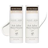 Clean + Kind Kids Sunscreen Mineral SPF 40 Twin Pack — Non Toxic Baby & Toddler Sunblock Bundle with Non-Nano Zinc Oxide, Grass-Fed Tallow, Natural Reef-Safe Sun Lotion, No White Cast (Two 3.4 oz)