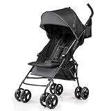 Summer by Ingenuity 3D Mini Convenience Stroller – Lightweight Stroller with Compact Fold, Multi-Position Recline, Canopy with Pop Out Sun Visor and More – Umbrella Stroller for Travel and More, Gray
