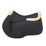 TNDCKP Universal English Saddle Pad with Adjustable Shims, Faux Shearling Trim, Plush Faux Wool, 3D Cooling & Non-Slip Tech. Ideal for Dressage, Jumping & Training. Machine Washable.