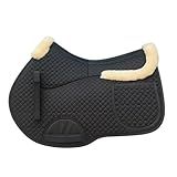 TNDCKP Universal English Saddle Pad with Adjustable Shims, Faux Shearling Trim, Plush Faux Wool, 3D Cooling & Non-Slip Tech. Ideal for Dressage, Jumping & Training. Machine Washable.