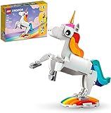 Lego Creator 3 in 1 Magical Unicorn Toy, Transforms from Unicorn to Seahorse to Peacock, Rainbow Animal Figures, Unicorn Gift for Grandchildren, Girls and Boys, Buildable Toys, 31140