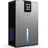 Dehumidifier, (1000 sq.ft) Dehumidifiers for Home,98 OZ Water Tank, Quiet Dehumidifier for Basement Bedroom Bathroom with Humidity Display, Auto Shut Off, Relaxing 7 Color Ambient Light(Gray)