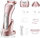 Hatteker Electric Shaver for Women Lady Epilator Electric Razors Kit Hair Remover for Face Chin Arm Leg Armpit Bikini Trimmer Painless Waterproof USB Rechargeable Dry Wet with Detachable Head 3 in 1
