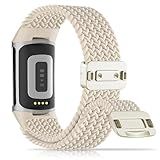 Huadea Magnetic Braided Nylon Compatible with Fitbit Charge 6 Bands/Fitbit Charge 5 Bands for Women Men, Soft Sport Stretchy Breathable Strap Replacement Wristband for Charge 6/Charge 5