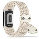 Huadea Magnetic Braided Nylon Compatible with Fitbit Charge 6 Bands/Fitbit Charge 5 Bands for Women Men, Soft Sport Stretchy Breathable Strap Replacement Wristband for Charge 6/Charge 5