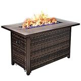 42 Inch Propane Fire Pit Table, 50,000 BTU Outdoor Gas Fire Pits with Removable Lid, 2 in 1 Rectangular Firepit Table for Outside Patio Deck and Garden