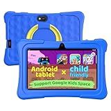 Kids Tablet, 7 inch Android 15 Tablet for Kids, 8GB+32GB 1TB Expand, Quad-Core Toddler Tablets with Shockproof Case, BT5.0, WiFi 5, Parental Control, Games, Dual Camera (Blue)