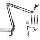 NEEWER Microphone Arm Stand, Suspension Scissor Boom Mic Arm Desk Mount with Clip & 3/8" to 5/8" Adapter Compatible with Blue Yeti Snowball HyperX QuadCast SoloCast Shure, Max Load 3.3 lbs, MS006