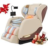 2025 Massage Chair, Massage Chairs Full Body and Recliner with 10 Fixed Points, Zero Gravity, Wood Grain Leather, Foot Massage, Airbags, Lumbar Heating, Bluetooth and Control Screen (Elegant White)