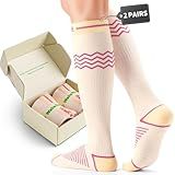 Wakefeet Pregnancy Compression Socks for Women, 2 Pairs Anti-Slip Silicone Grip Socks for Indoor Yoga, Swelling Relief