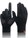 TRENDOUX Merino Wool Gloves for Women Men: Womens Cold Weather Warm Touch Screen Knit Gloves, Ladies Lightweight Thin Thermal Fleece Glove for Walking Driving Texting Gift Medium Size BLACK