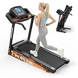 Lastforever 3.5HP Folding Treadmill for Home, 350 lbs Capacity, Portable Treadmills with 3-Level 12% Manual Incline, Bluetooth Speaker, Shock Absorption, Quiet Motor (Black+Orange)