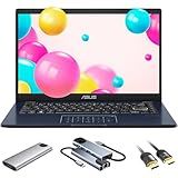 ASUS 14" FHD Linux Laptop, 4-Core Intel Pentium N6000, 4GB RAM, 64GB eMMC + 1TB SSD, NumberPad, HDMI, Webcam, External Portable SSD+USB Hub+HDMI Cable, Linux Ubuntu OS