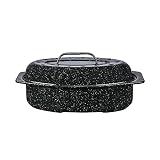 Granite Ware 13" Oval Roaster with Lid – Enameled Steel, Oven Safe to 932°F – Ideal for Roasting, Baking & Sourdough Bread – Self-Basting Cover, Dishwasher Safe, 7 lb Capacity