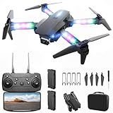BEZGAR Drone with Camera for KIds - 1080P HD FPV RC Quadcopter with 90° Adjustable Lens, Coloeful LED Lights, Gestures Selfie, One Key Start, 360° Flips, Toys Gifts Mini Drones for Boys Girls, Black