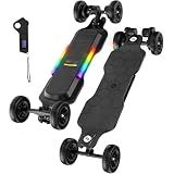 isinwheel Off-Road Electric Skateboard for Adults with Remote, 3000W Powerful Belt-Drive Motor, 32 MPH Top Speed & 28 Miles Range, IP54 Water-Resistant All Terrain Electric Longboard, Ambient Light