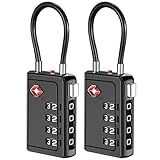 Puroma TSA Approved Luggage Travel Locks with Open Alert Indicator, 4 Digit Combination Resettable Code Zinc Alloy Lock for Suitcase, Backpack, Bag, Toolbox, Locker (2 Pack, Black)