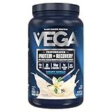 Vega Sport Vegan Protein Powder + Recovery - 30g Plant Based Protein per Serving, Vanilla, 20 Servings, 5g BCAAs, Probiotics, NSF Certified, For Shakes & Smoothies, 1.8lbs (Packaging May Vary)