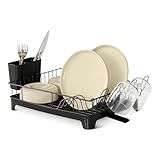 Amazon Basics Stainless Steel Dish Drying Rack, 15.2 x 11.6 x 4 in., Black
