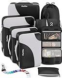 OlarHike 8 Set Packing Cubes for Travel, 4 Various Sizes(Extra Large,Large,Medium,Small), Luggage Organizer Bags for Travel Accessories Essentials, Cubes for Carry on Suitcases (Black)
