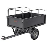 VEVOR Heavy Duty ATV Trailer Tow Behind Dump Cart, 17 Cu.Ft. 600lbs Capacity, Pull Behind Steel Yard Wagon Dump Trailer for Tractor Lawn Mower Garden with 16in Tires