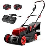 MZK 40V(2 x 20V) 13”Cordless Electric Lawn Mower,with 4-Position Height Adjustment,Compact and Lightweight Push Battery Powered Lawn Mower (2 * 4AH Batteries)