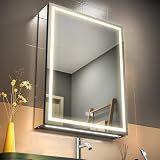 20 * 28 Right Hinge LED Bathroom Mirror Cabinet, Aluminum Medicine Cabinet