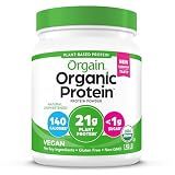 Orgain Organic Vegan Protein Powder, Natural Unsweetened - 21g of Unflavored Plant Protein, 4g Prebiotic Fiber, Low Net Carbs, No Added Sugar, Non-GMO, for Shakes & Recipes, 1.59 lb