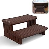 Hot Tub Steps, Non-Slip & Durable Hot Tub Stairs, Portable Universal Ladder Can Be Used Indoors and Outdoors (Reddish Brown)