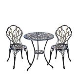 C/G 3 Piece Bistro Set,Outdoor Patio Set,Anti-Rust Cast Aluminum Bistro Table Set for Park Yard Front Porch Furniture(Antique Copper)