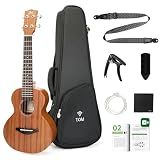 TOM 23" Sapele Concert Ukulele – Includes Quick Locking Strap On Ukulele Beginner Kit, Ukelele for Professional Adults, Beginner & Kids, Rich Tone with D’Addario Strings, (23" Concert)