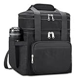 holuxer Insulated Lunch Bag & Lunch Box for Men - Double Deck Reusable Lunch Bag for Women Tote Cooler Bag Leakproof Soft Expandable - Large Lunchbox for Work/Adult/Picnic/Outdoor (Black，15L)
