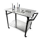 Cxforste Welding Table 1200LBS Mobile 36x24in Workbench with Wheels | 5/8" Fixture Holes, 4 Lockable casters with 10 Supporting Tools, Ideal for Garage Workshop, Welding, Assembly and Repair.