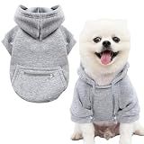 Dog Hoodies for Small Dogs with Zipper Pocket, Soft Clothes with Rope Hat