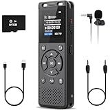 Tonfarb 64GB Digital Voice Recorder with Playback,Audio Recording Device for Lectures Meeting/Classes/Interviews,Tape Recorder with Voice Activated,Password,Noise Reduction,A-B Repeat,MP3 Player Etc
