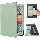 CoBak Case with Stand for Kindle Paperwhite 12th Gen 2024 Released (7") & Kindle Colorsoft Signature Edition - Durable PU Leather Cover with Auto Sleep Wake, Card Slot, Hand Strap Feature, Sage Green