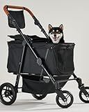 Zoosky Medium Dog Stroller for Large Dogs, pet Stroller for Medium Dogs Up to 66lbs, All-Terrain with Adjustable Handle & Canopy, Sun Shades, Storage Organizer, Waterproof Oxford Fiber