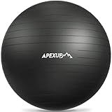 APEXUP Yoga Ball Exercise Ball Anti Slip Heavy Duty for Fitness, Balance & Core Workout, Balance Training, Pregnancy & Physical Therapy, 5 Sizes (L (23"~26") 65cm, Black)