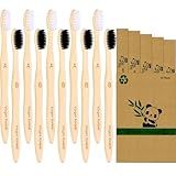 Virgin Forest Bamboo Toothbrushes, Eco Friendly BPA Free Soft Bristles Toothbrush, Biodegradable Natural Wooden Toothbrushes, Vegan Organic Bamboo Charcoal Tooth Brush for Sensitive Gums Set of 10