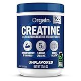 Orgain Creatine Monohydrate Micronized Powder, 100 Servings, Unflavored, Supports Muscle Growth, Post Workout Recovery and Brain Health, No Artificial Additives, for Men & Women (Packaging May Vary)