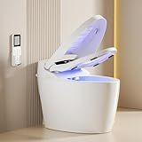 Smart Toilet with Warm Water Sprayer and Dryer, One Piece Bidet Toilet with Auto Dual Flush Foot Sensor Operation,Heated Seat Smart with Built In Fahrenheit LED Display