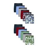 Hanes Boys' Underwear Boxer Briefs Pack, 12-Pack, Soft Stretch Underwear for Boys, Wicking Boxer Briefs, Prints