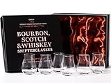 comfit Whiskey, Scotch, Bourbon Tasting Glasses - Set of 6 - Professional 4.5 oz Stemless Tulip Shaped Tasting and Nosing Copitas - Small Crystal Snifters Glasses Gifts