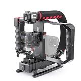Zeadio Camera Smartphone Handheld Stabilizer, Triple Cold-Shoe Handle Grip Compatible with All Camera Action Camera DSLR Smartphone