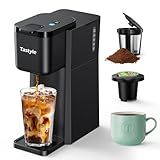 Tastyle Mini Hot and Iced Coffee Maker Single Serve, for K Cup and Ground, 6 to 14 Oz Brew Sizes, with Recipe Book, for Home, Travel, RV, Office and Dorm, Classic Black (2.0 Version)