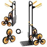 VEVOR Stair Climbing Cart 440 lbs, 330 lbs Stair-Climbing Capacity, Heavy-Duty Folding Trolley Cart with Telescoping Handle, 6 Wheels and 2 Bungee Cords for Home, Groceries, Warehouse
