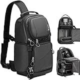 TARION Waterproof Camera Sling Bag Backpack - DSLR Sling Camera Bag for Photographers, Cross body Sling Bag with Raincover Tripod Holder Photography Slingpack Black TR-S